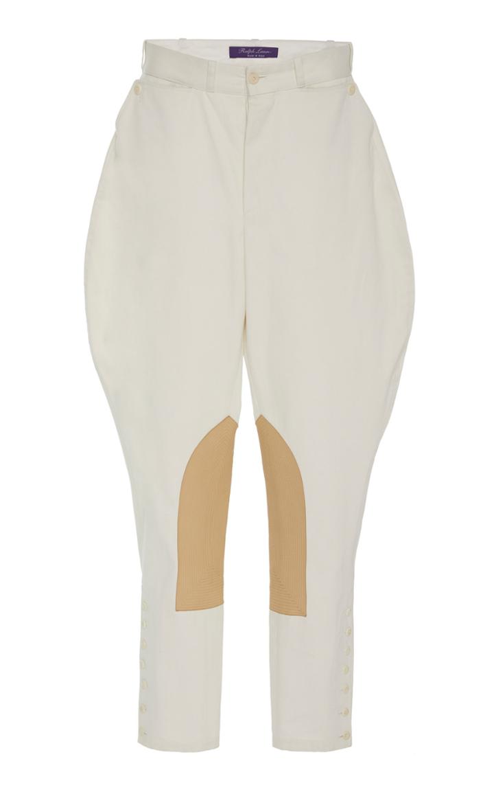 Ralph Lauren Leather-paneled Cotton-twill Pants