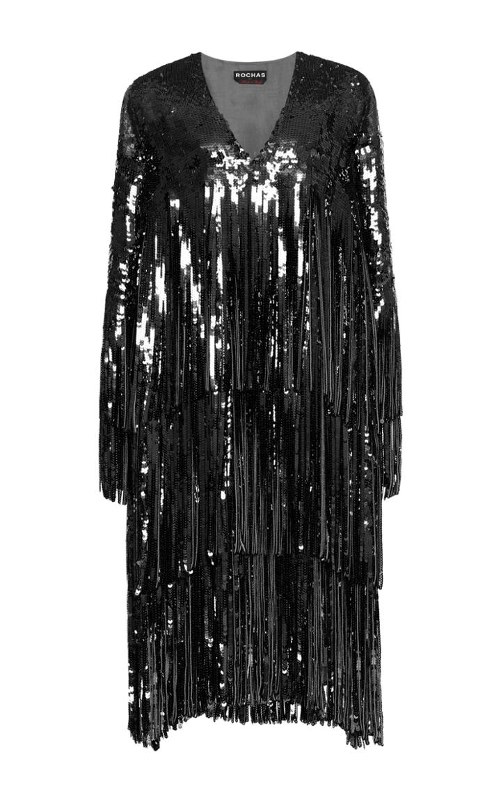 Rochas V Neck Sequin Dress