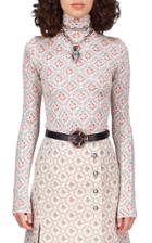 Moda Operandi Paco Rabanne Button-detailed Metallic Floral Jacquard Mock-neck Top