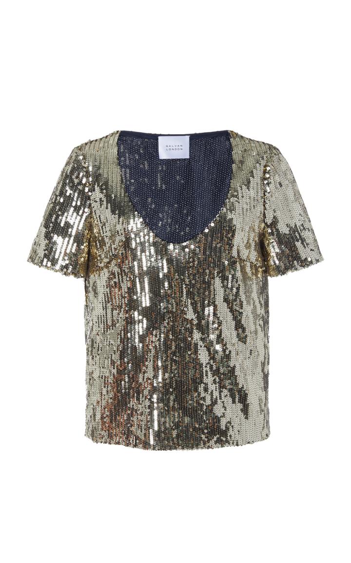 Galvan Clara Sequin-embellished Cady Top