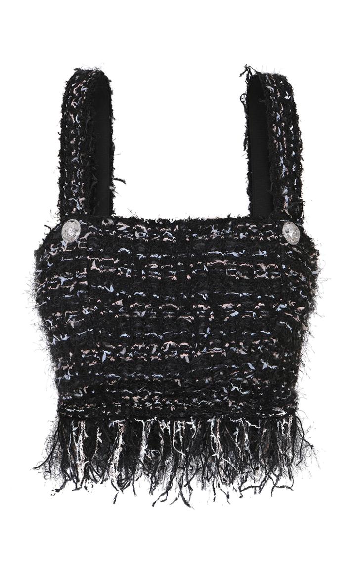 Balmain Dark Pastel Tweed Crop Top