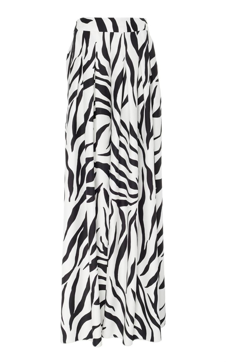 Oscar De La Renta Wide Leg Printed Pleat Pant