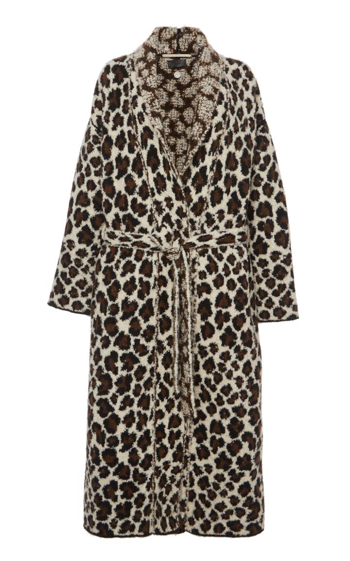 Moda Operandi Alanui Leopard Boucl-knit Robe Coat