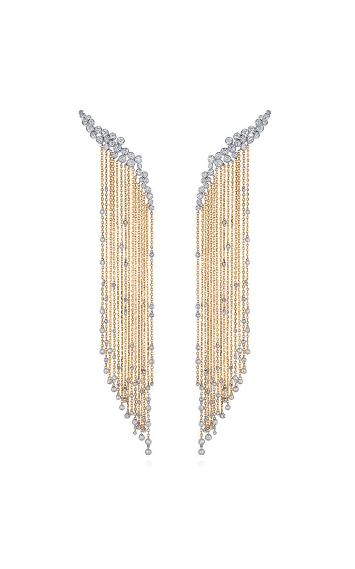 Mike Joseph White And Yellow Gold Shoulder Grazing Earring With White Diamonds