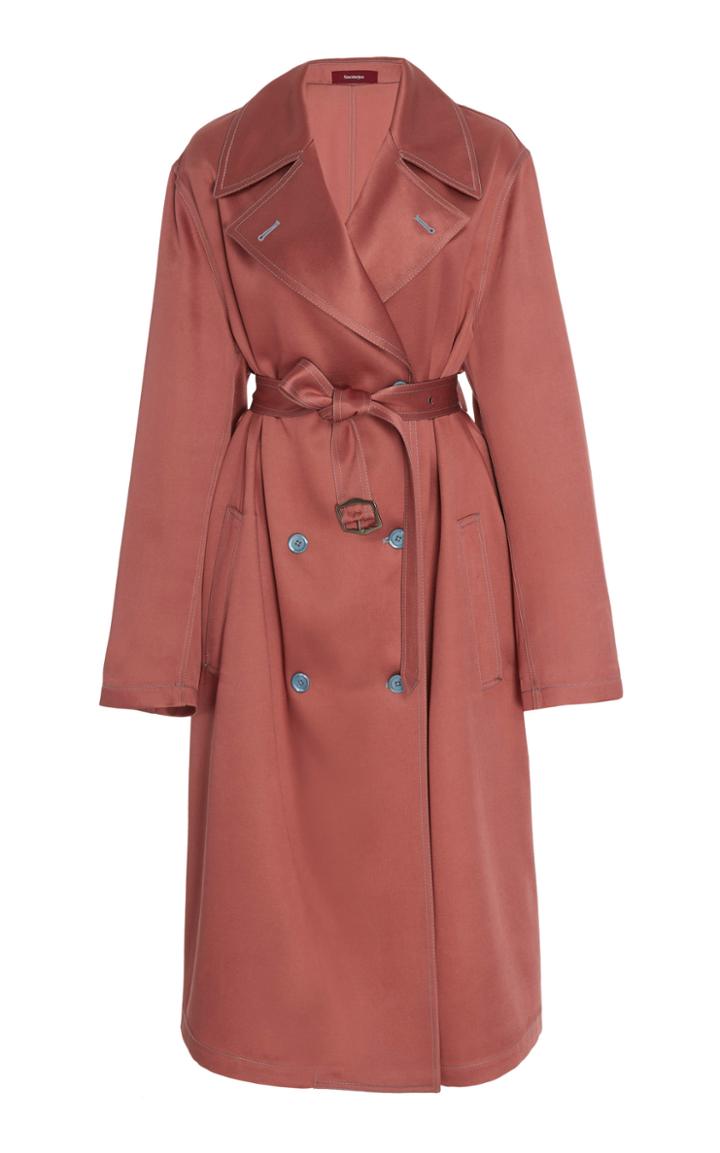 Sies Marjan Sigourney Double-breasted Belted Satin Trench Coat