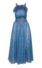 Moda Operandi Philosophy Di Lorenzo Serafini Denim-effect Chiffon Midi Dress Size: 3
