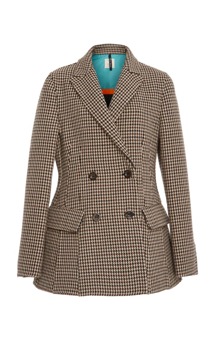 Edited By Marco Zanini Double Breasted Herringbone Wool Blazer