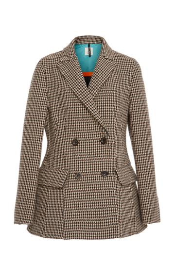Edited By Marco Zanini Double Breasted Herringbone Wool Blazer