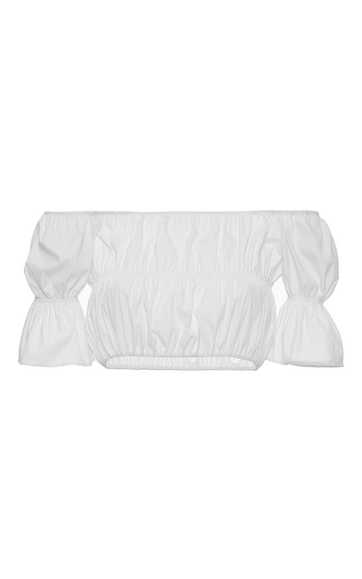 Blumarine Ruched Off The Shoulder Cropped Blouse