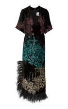 Prabal Gurung Somnan Short Sleeve Feather Hem Dress