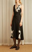 Moda Operandi Vince Ruched Floral Satin Midi Dress