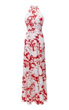 Moda Operandi Rasario Floral Printed Satin Dress Size: 34