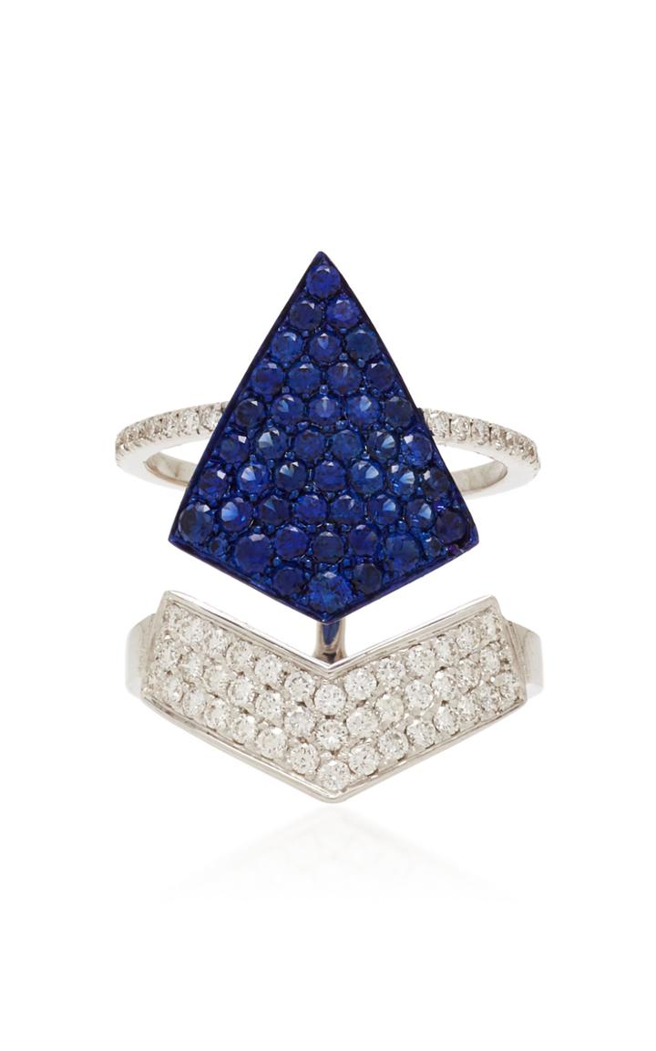 Busatti Arrow 18k White Gold And Sapphire Ring