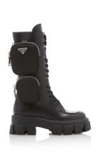 Prada Pouch-detailed Leather Lace-up Boots