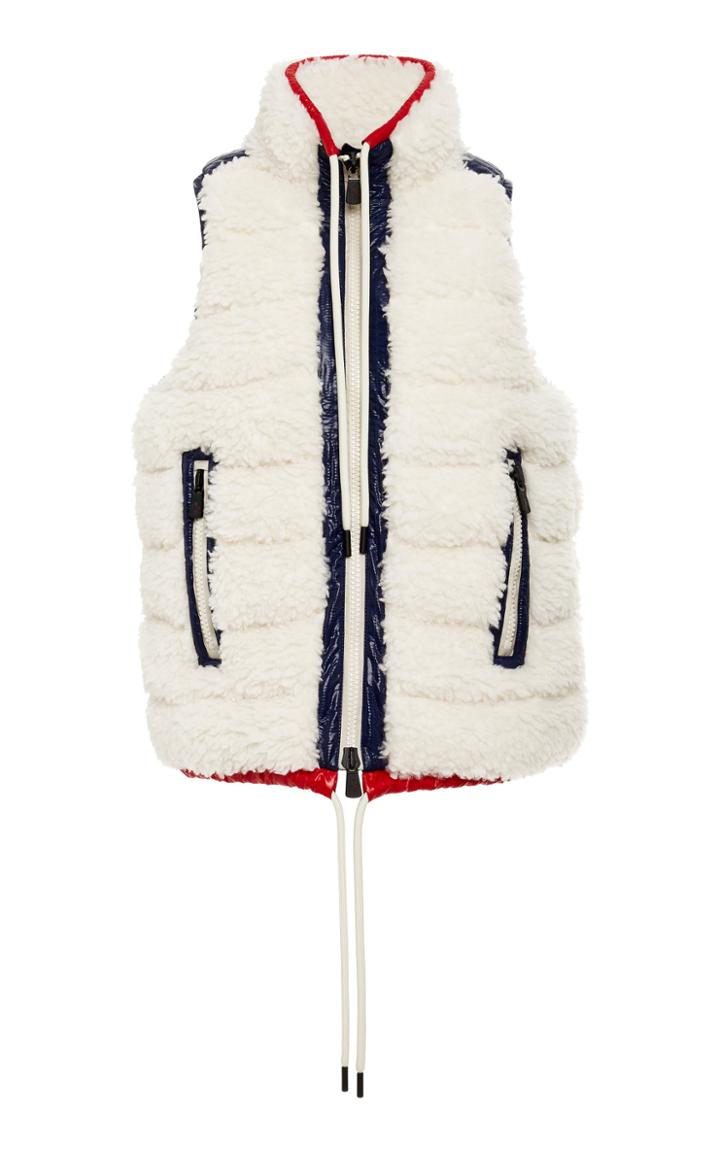Moncler Grenoble Shell-trimmed Faux-shearling Quilted Down Vest Size: