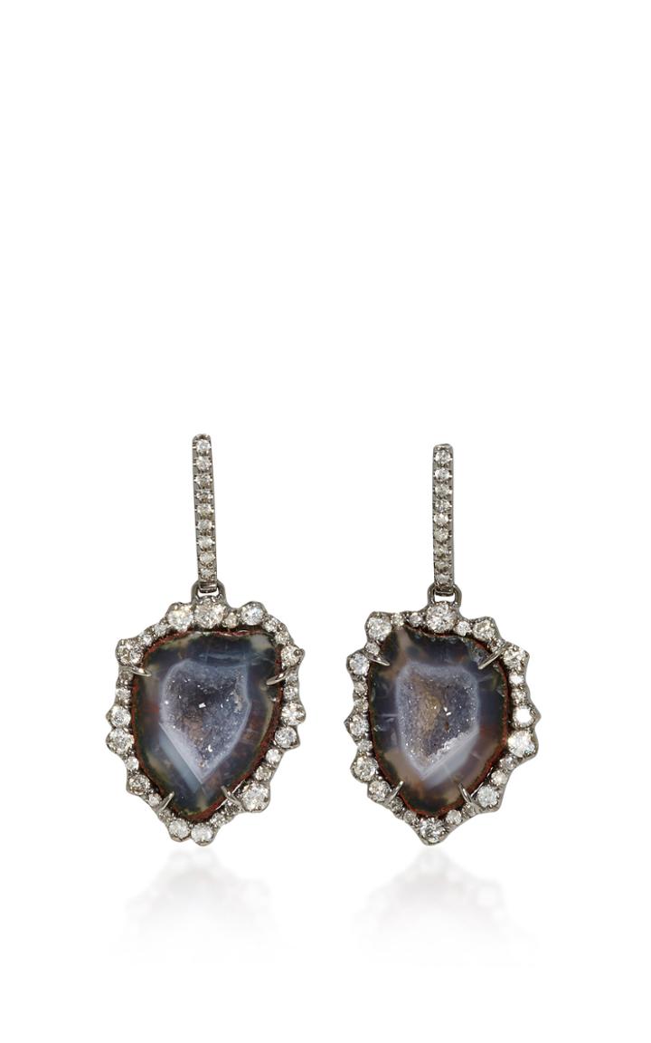 Kimberly Mcdonald Dark Geode And Irregular Diamond Drop Earrings