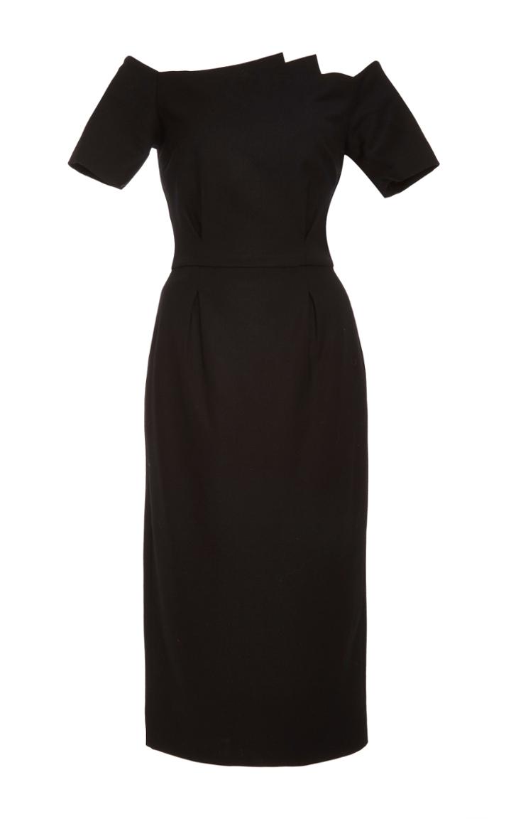 Hensely Fan Pleat Off-the-shoulder Dress