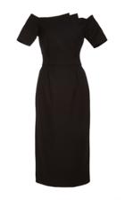 Hensely Fan Pleat Off-the-shoulder Dress