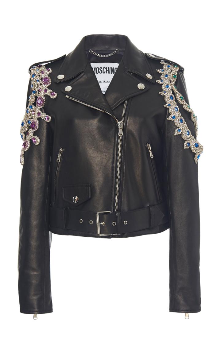 Moschino Shoulder-embellished Pleather Jacket