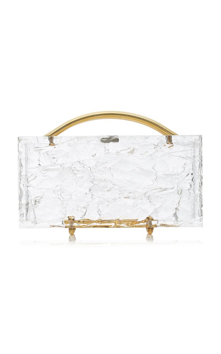 L'afshar Medium Eugene Clear Crushed Ice Clutch
