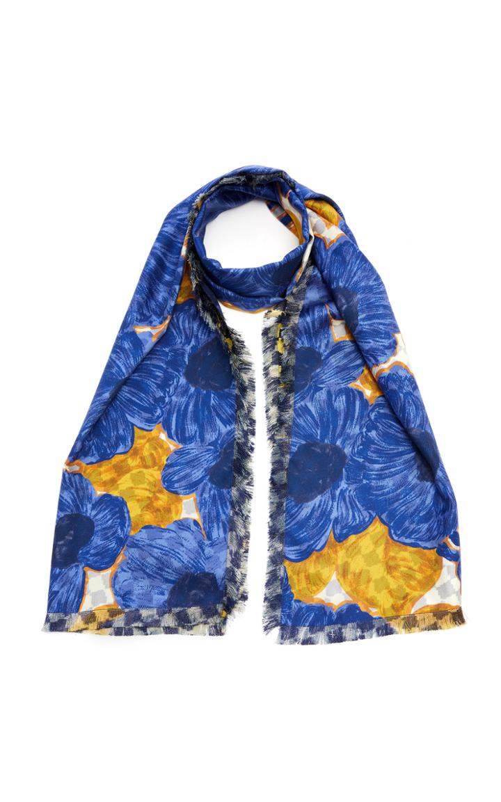 Etro Checkered Floral Silk Scarf