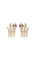 Ef Collection 14k Gold, Diamond And Ruby Hoop Earrings
