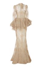 Brock Collection Pomana Sheer Cotton-lace Peplum Gown