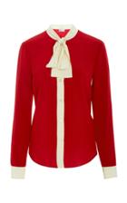 Red Valentino Silk Crepe De Chine Tie Neck Blouse