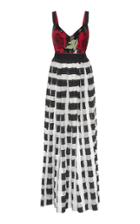 Elie Saab Pleated Mixed Print Dress