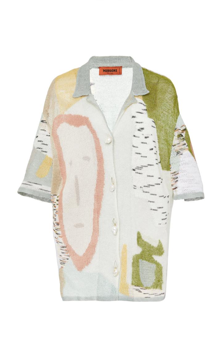 Missoni Notched Collar Jacquard-knit Cardigan