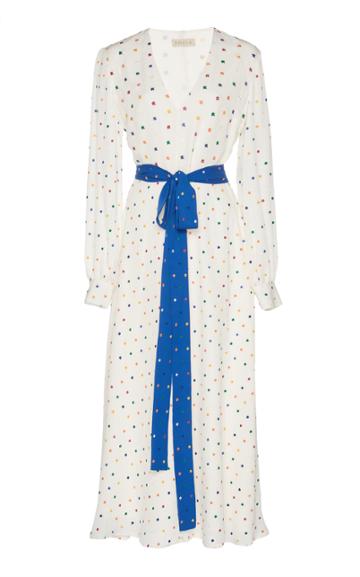 Dhela Embroidered Flowers White Dress
