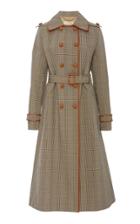 Tory Burch Belted Plaid Cotton Trench Coat
