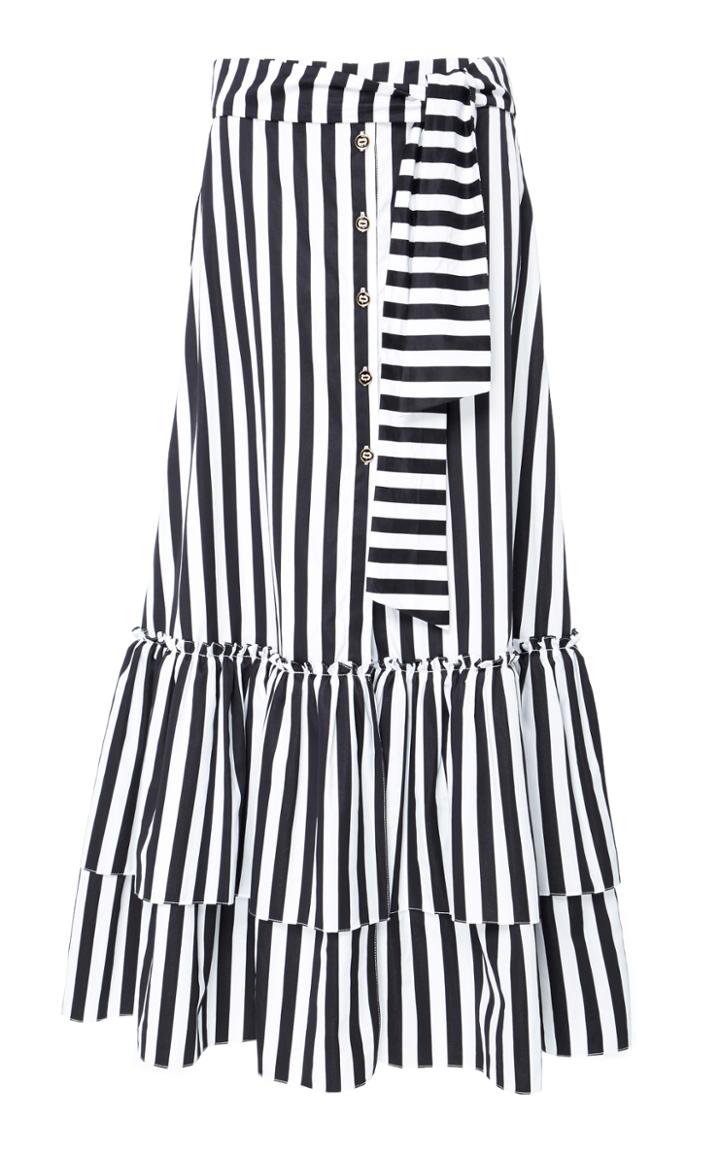 Caroline Constas Tie Midi Ruffle Skirt