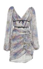 Giambattista Valli Velvet-trimmed Silk Chiffon Dress