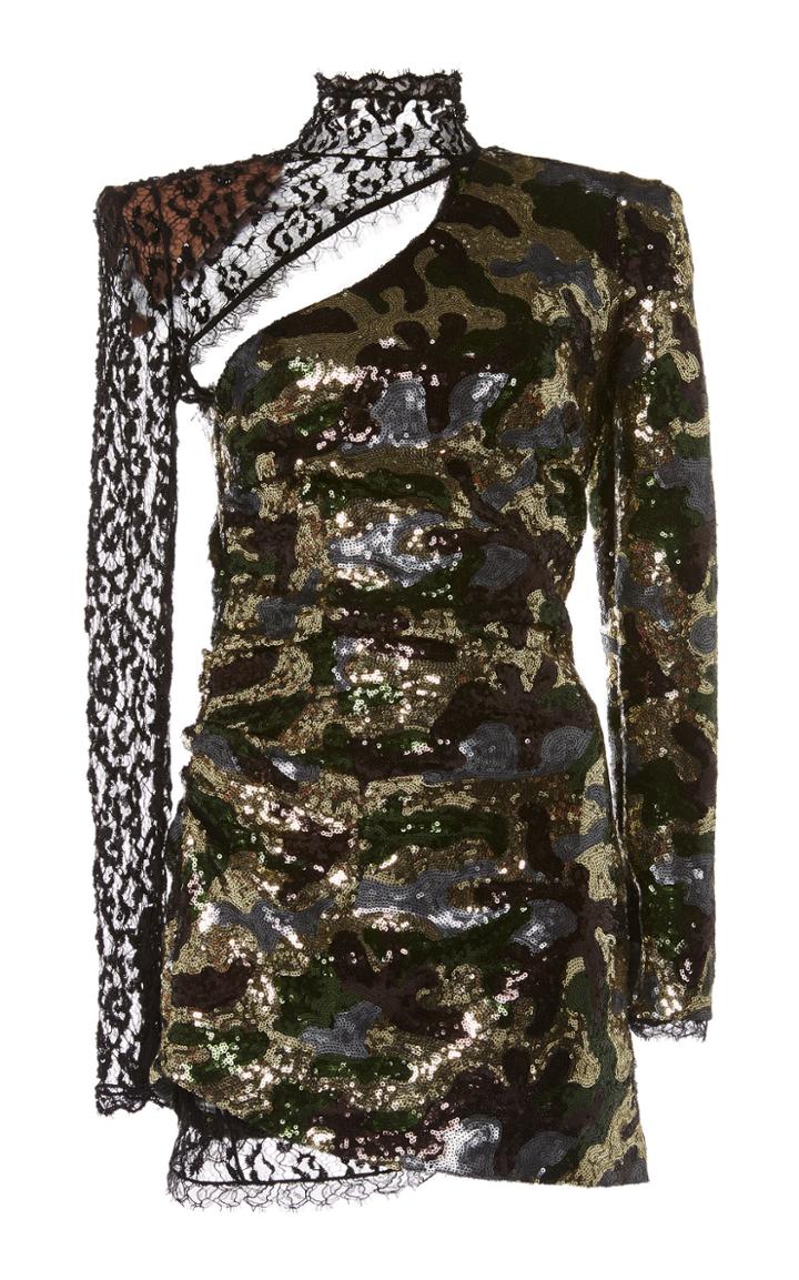 Dundas Camouflage Sequin And Lace Dress