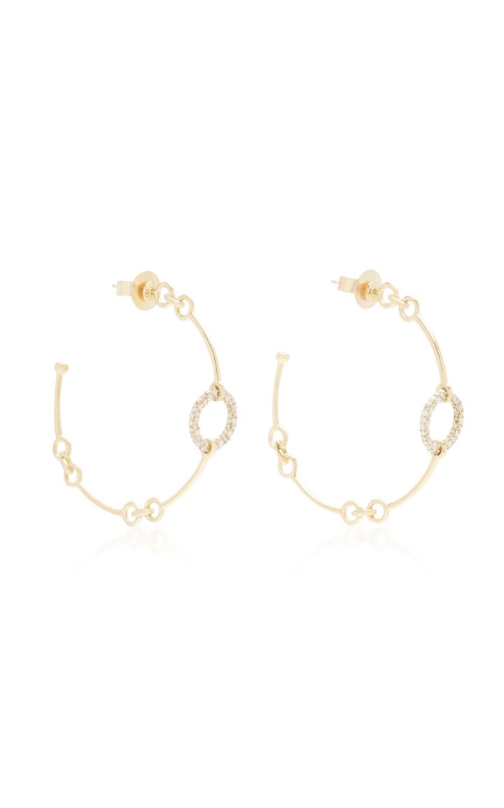 Rush Jewelry Design 18k Yellow Gold And Diamond Chain Hoop Earrings