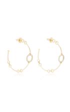 Rush Jewelry Design 18k Yellow Gold And Diamond Chain Hoop Earrings