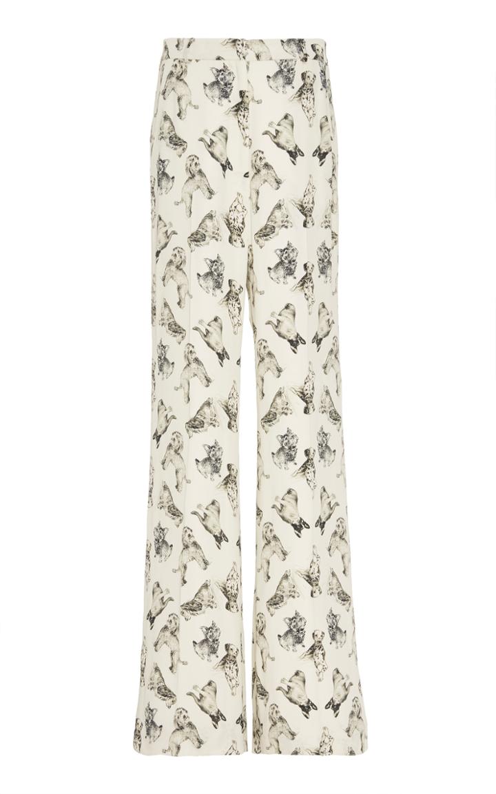 Lela Rose Maggie Printed Crepe De Chine Wide-leg Pant