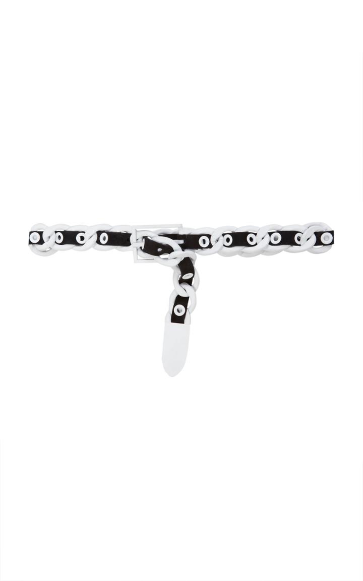 Balmain White Brass And Suede Belt