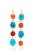 Renee Lewis One-of-a-kind Gold Antique Persian Turquoise And Antique Coral Waterfall Earrings