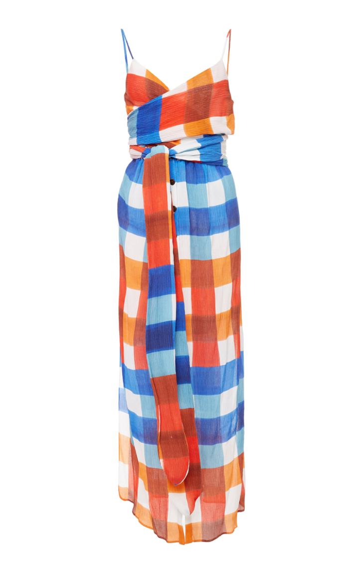 Mara Hoffman Thora Wrap-effect Checked Tencel Maxi Dress