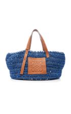 Loewe Woven Denim And Leather Tote