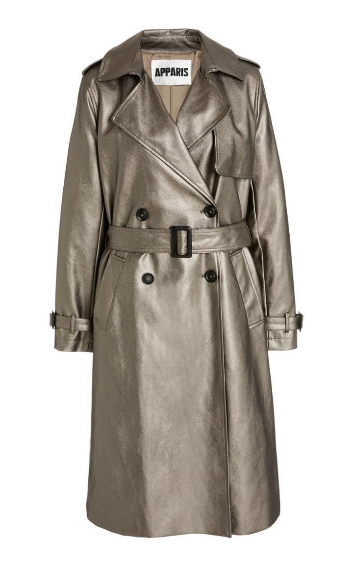 Moda Operandi Apparis Monika Metallic Vegan Leather Trench Coat