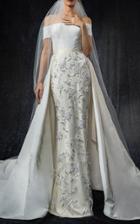 Elizabeth Kennedy Bridal Off The Shoulder Embroidered Gown With Overskirt