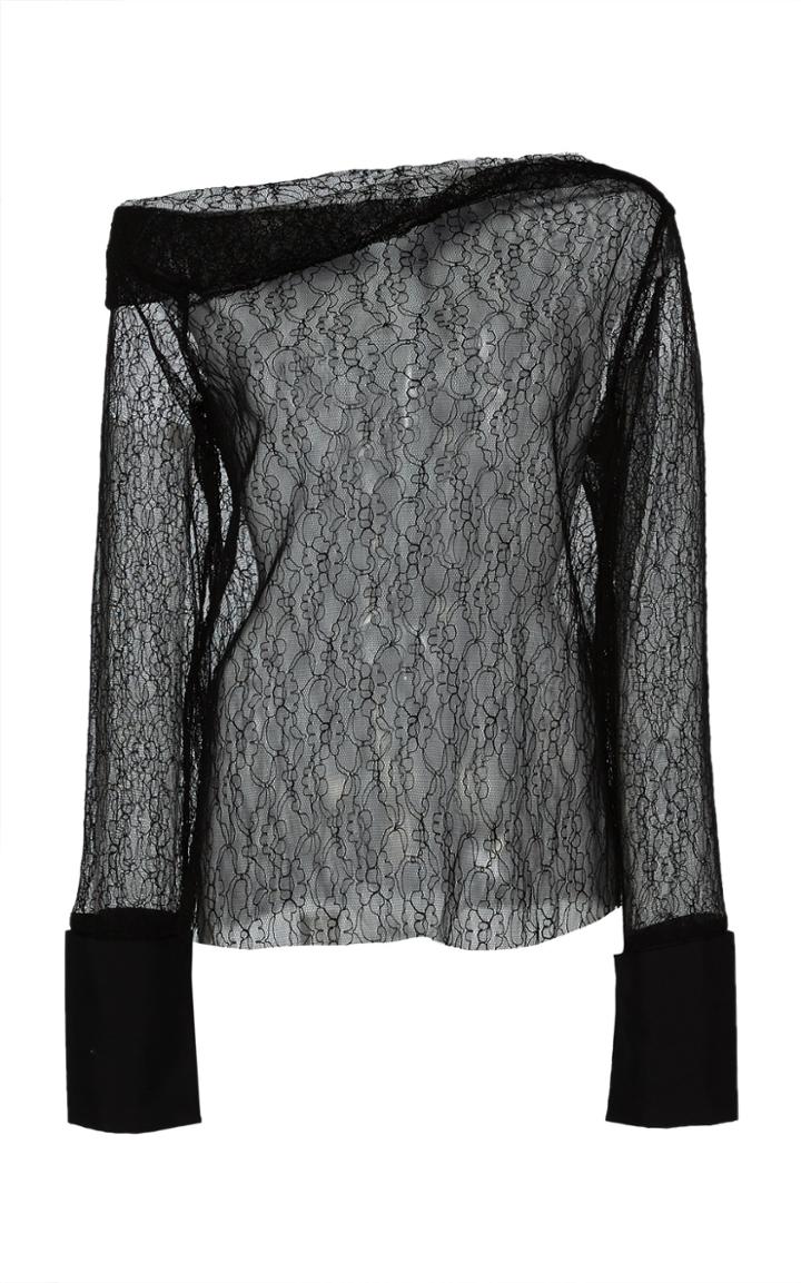 Anas Jourden Poplin And Lace Off-the-shoulder Blouse