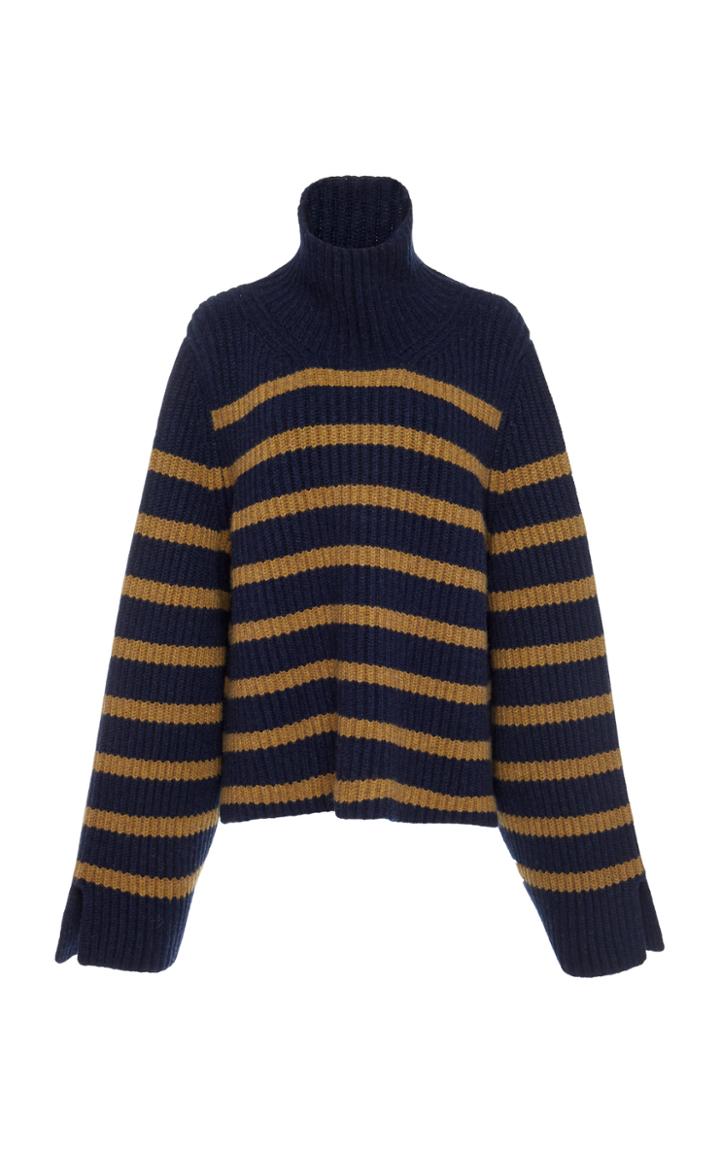 Khaite Molly Striped Cashmere Knit Turtleneck