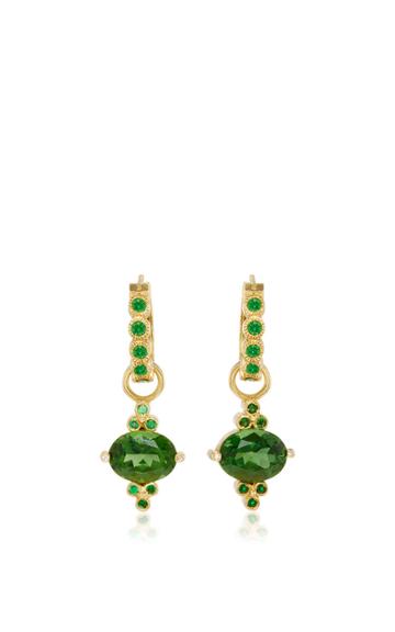 Erica Courtney Green Tourmaline And Tsavorite Drop Earrings With Tsavorite Garnet Huggies