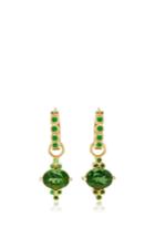 Erica Courtney Green Tourmaline And Tsavorite Drop Earrings With Tsavorite Garnet Huggies