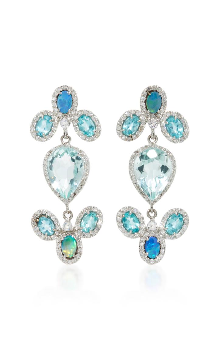 Eden Presley 14k White Gold Blue Zircon And Boulder Opal Earrings