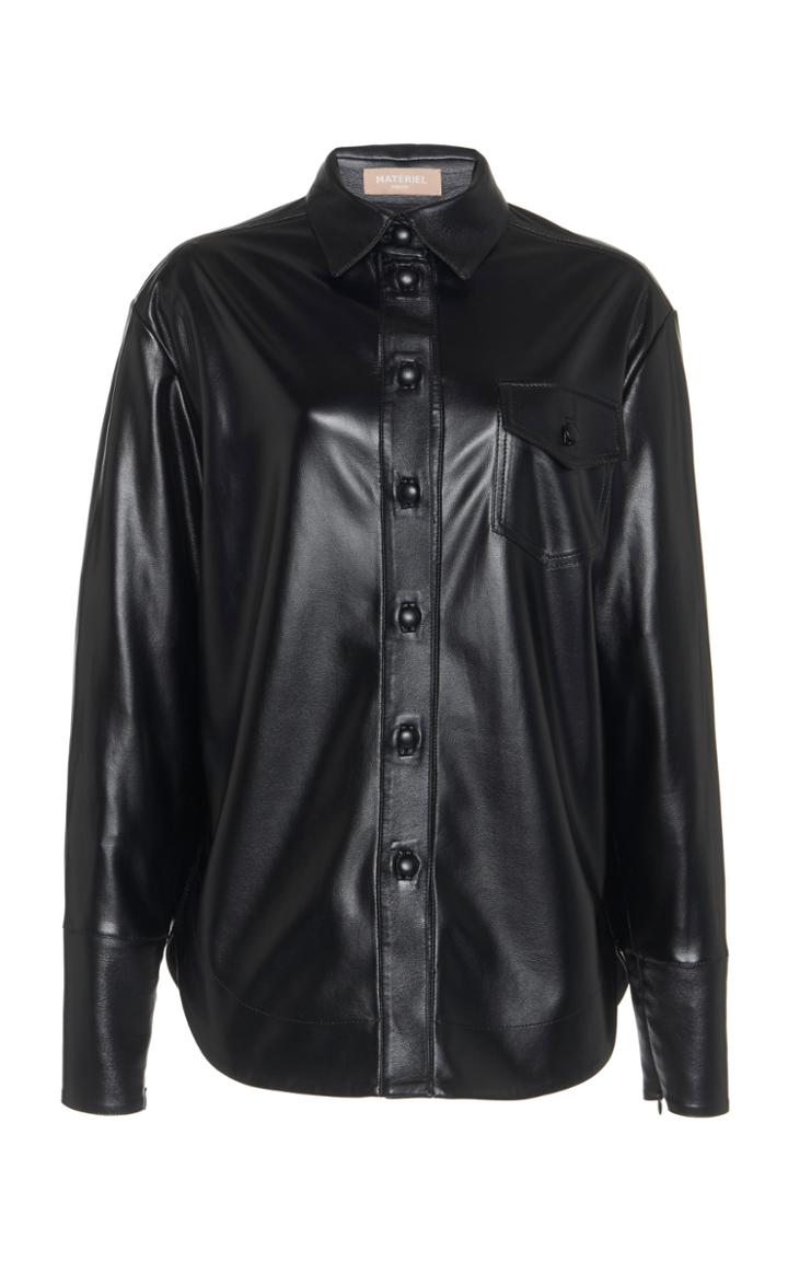 Moda Operandi Matriel Faux Leather Button-down Shirt